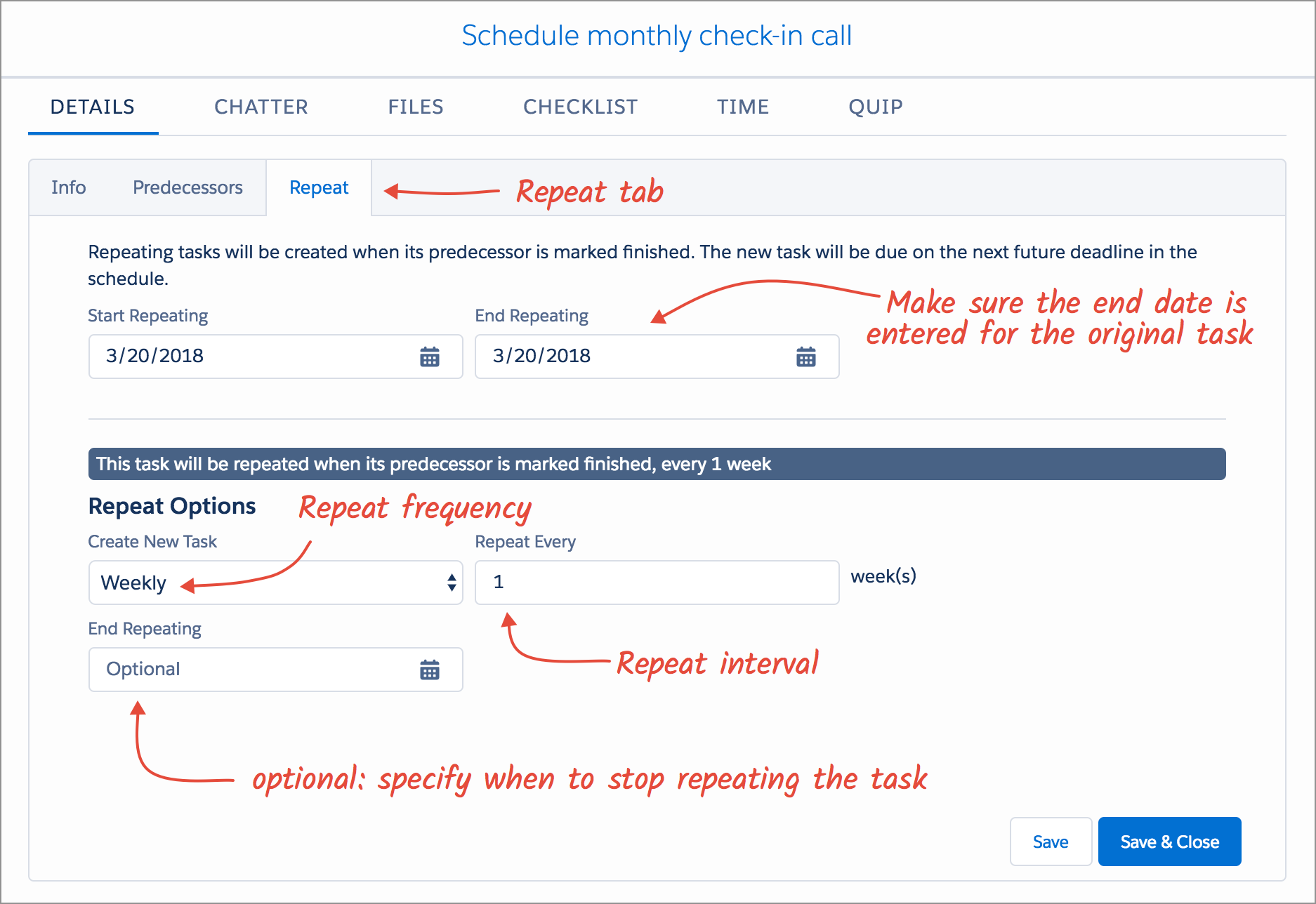 pagico repeating tasks